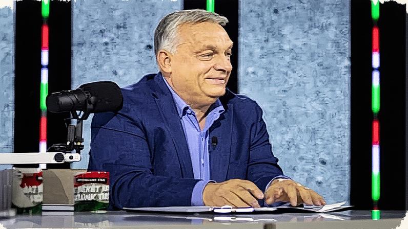 Orbán takes part in the roadshow event in Győr on Saturday. Photograph: Zoltan Fischer Handout/EPA