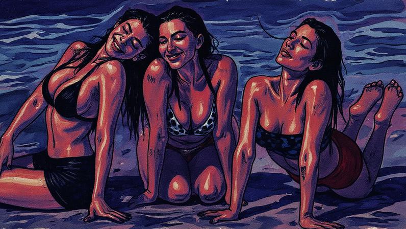 Kylie Jenner (esq) curte praia e piscina com amigos — Foto: Reprodução/Instagram