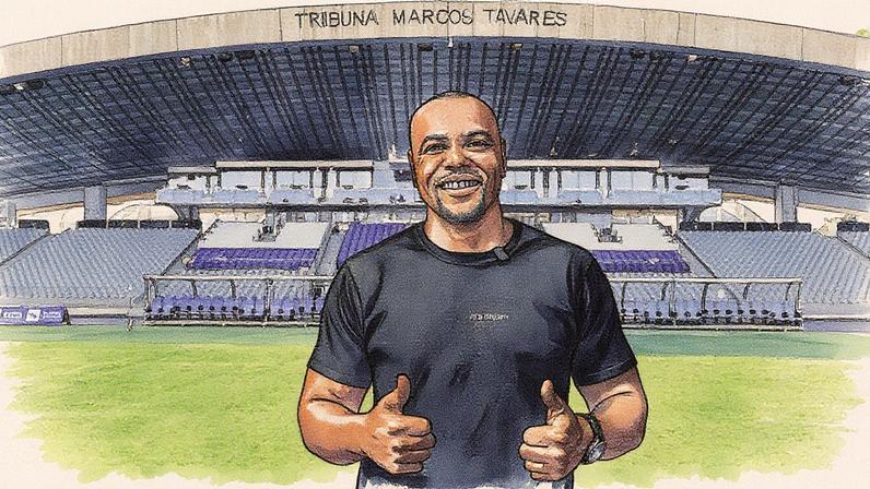 O ex-jogador brasileiro Marcos Tavares no estádio do NK Maribor. (Foto: Guiame/Marcos Paulo Correa)