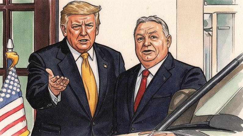 Trump with Orbán at the White House on Friday. Photograph: Jessica Koscielniak/Reuters