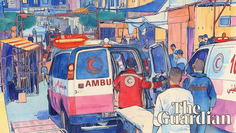 Ambulances bring people injured in Israeli airstrikes to Nasser hospital in Khan Younis last week. Photograph: Anadolu/Getty Images