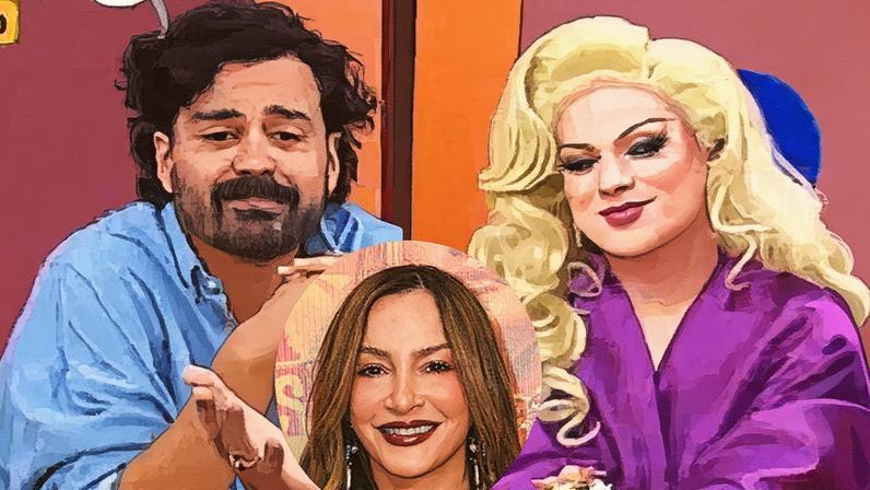 Fernando Pedrosa e Lorelay Fox viralizam ao ouvir nome de Claudia Leitte como próxima convidada em programa — Foto: Reprodução/TV Brasil e Nara