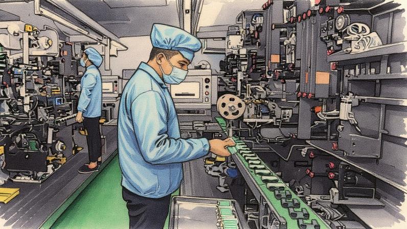 A worker places batteries on a conveyor belt at a factory in China, which has a stranglehold on supplies of many vital materials. Photograph: AP