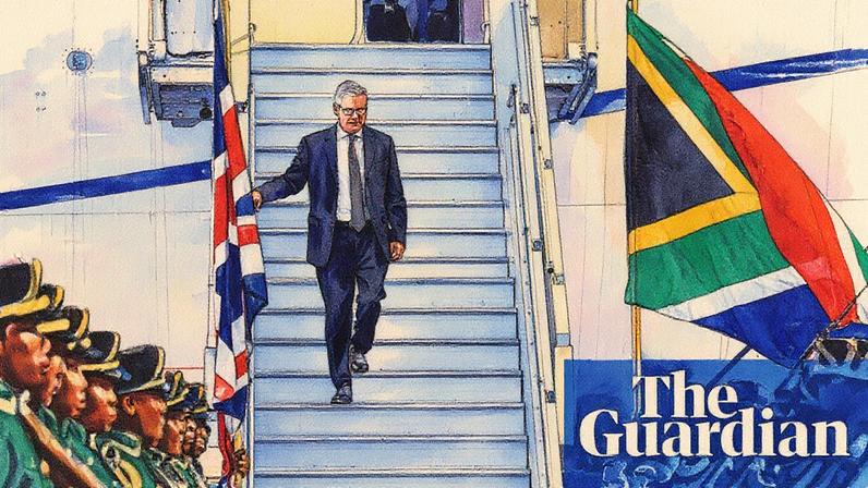 The UK prime minister, Keir Starmer, arrives in Johannesburg for the G20 summit. Photograph: WPA/Getty Images