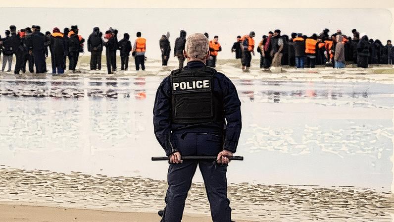 People thought to be migrants attempt to board a small boat in Gravelines, France, in early November.