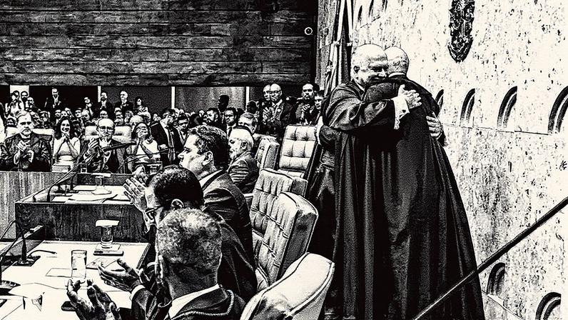 Fachin e Moraes durante posse dos ministros como presidente e vice-presidente do STF, respectivamente. O advogado de Eduardo Tagliaferro pediu a Fachin para que o ministro pare de agir "como amigo" de Moraes. (Foto: Antonio Augusto/STF)