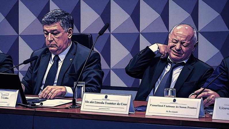 O presidente da CPMI do INSS, senador Carlos Viana (Podemos-MG), ao lado de Abraão Lincoln Ferreira da Cruz, presidente da CBPA, que foi preso em flagrante por falso testemunho. Foto: Carlos Moura/Agência Senado