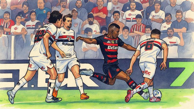 São Paulo e Flamengo protagonizaram um empate eletrizante em 2 a 2 na Vila Belmiro - Foto: Gilvan de Souza/Flamengo