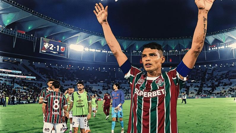 Thiago Silva comemora vitória do Fluminense sobre o Flamengo (Foto: Lucas Meçon/ Fluminense)