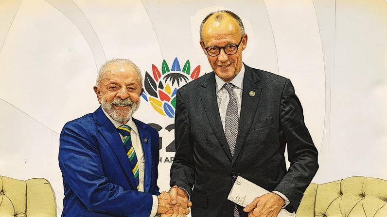 Lula se encontra com chanceler alemão após críticas dele a Belém. (Foto: Ricardo Stuckert / Presidência da República)