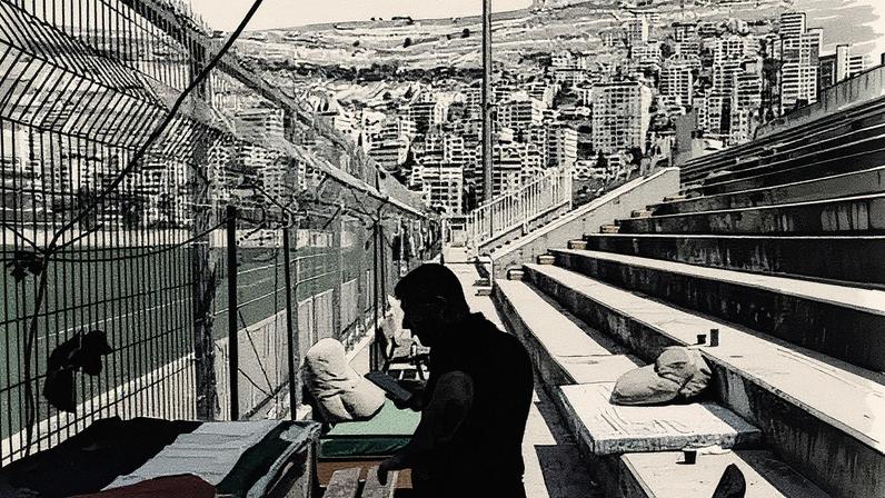 Baker Majjar, 37, near the stadium steps. Photograph: Alessio Mamo/The Guardian