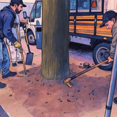 Fundão inicia remoção das caldeiras das árvores da avenida