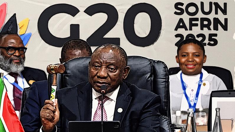 Cyril Ramaphosa closed the G20 summit in Johannesburg with the bang of a gavel. Photograph: Government Information Services/EPA