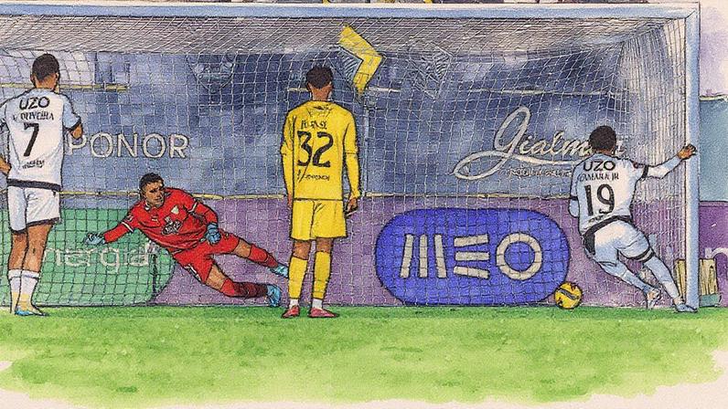 Camara garantiu os três pontos de penálti, na compensação. Foto: Paulo Novais/LUSA