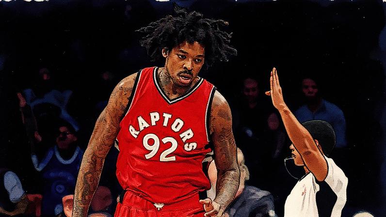 Lucas Bebê em ação pelo Toronto Raptors na NBA (Foto: ELSA / AFP)