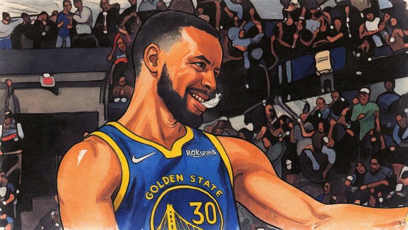 Curry no Golden State Warriors em atuação na NBA (Foto: Jesse D. Garrabrant / NBAE / Getty Images / Getty Images via AFP)