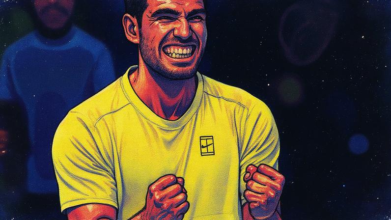 Carlos Alcaraz após garantir vaga na final do ATP Finals (Foto: Marco BERTORELLO / AFP)