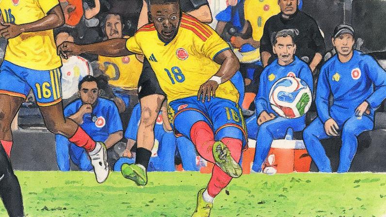 Carbonero chuta para marcar gol da Colômbia (Foto: CHANDAN KHANNA/AFP)