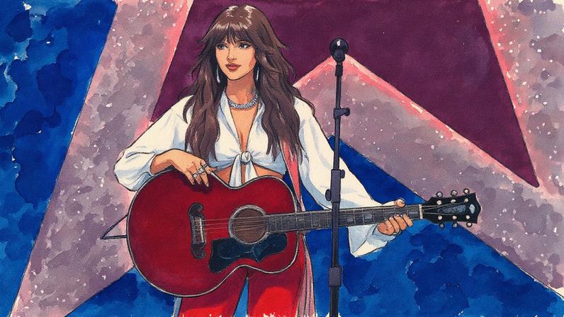 Ella Langley performed "Choosin' Texas" on a stage that evoked the Lone Star State flag.