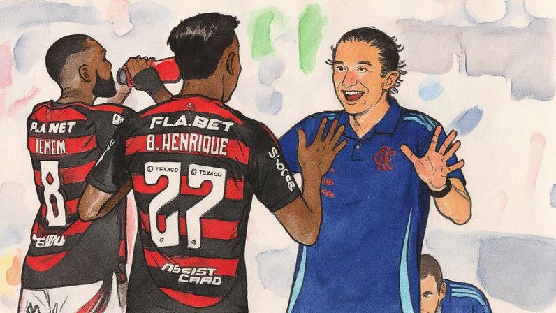 Bruno Henrique e Filipe Luís se abraçam em jogo do Flamengo (Foto: Thiago Ribeiro / Agif / Gazeta Press)