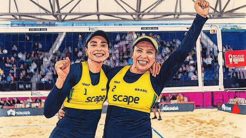 Carol e Rebecca no Mundial de Vôlei de Praia 2025 (Foto: Volleyball World)