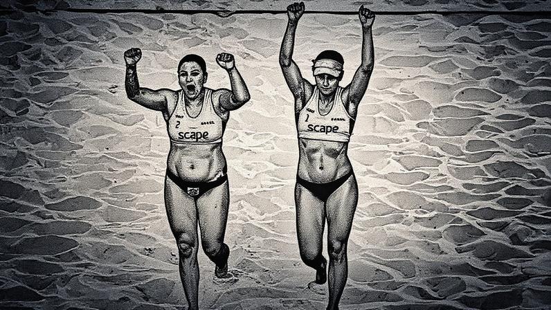Carol e Rebecca no Mundial de Vôlei de Praia 2025 (Foto: Voleyball World)