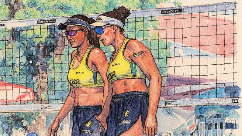 Duda e Ana Patrícia em foto de arquivo do Mundial de Vôlei de Praia 2025 (Foto: Voleyball World)