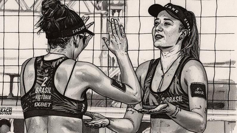 Dupla Thamela e Victoria no Elite 16 do Rio de Janeiro (Foto: Volleyball World)