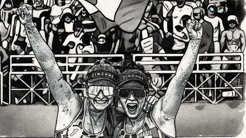 Dupla brasileira Thamela e Victória no Elite 16 de vôlei de praia (Foto: Volleyball World)