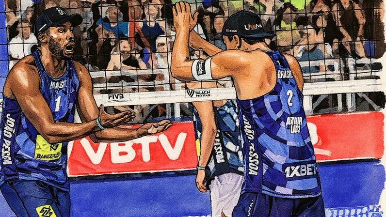 Evandro e Arthur Lanci no Elite 16 de João Pessoa (Foto: Volleyball World)