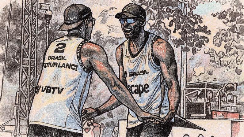 Evandro e Arthur Lanci no Mundial de Vôlei de Praia (Foto: Volleyball World)