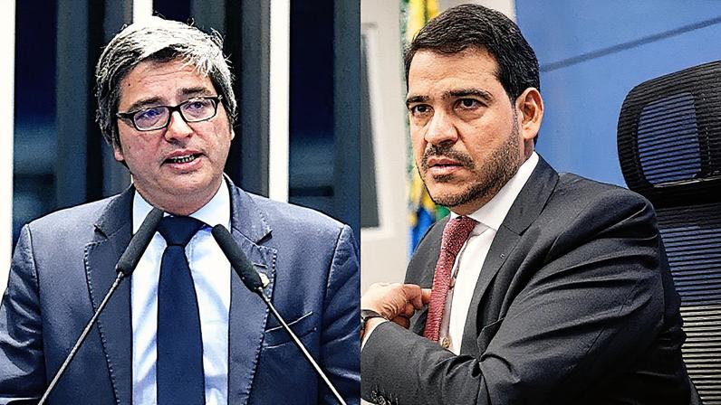 Líder do PL no Senado, Carlos Portinho (RJ) e Jorge Messias. (Foto: Waldemir Barreto/Agência Senado; Emanuelle Senna/AGU)