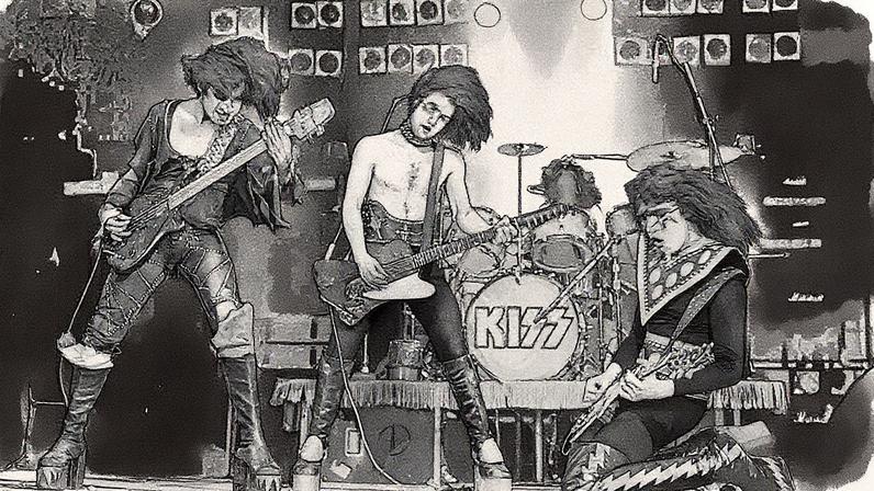 KISS performing at The Orpheum Theater, Boston, MA on May 11, 1975.