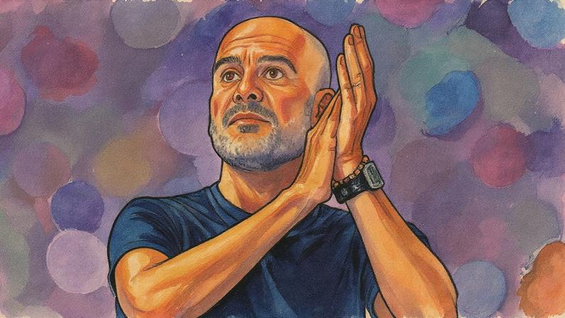 Guardiola em ação pelo Manchester City (Foto: Glyn Kirk/AFP)