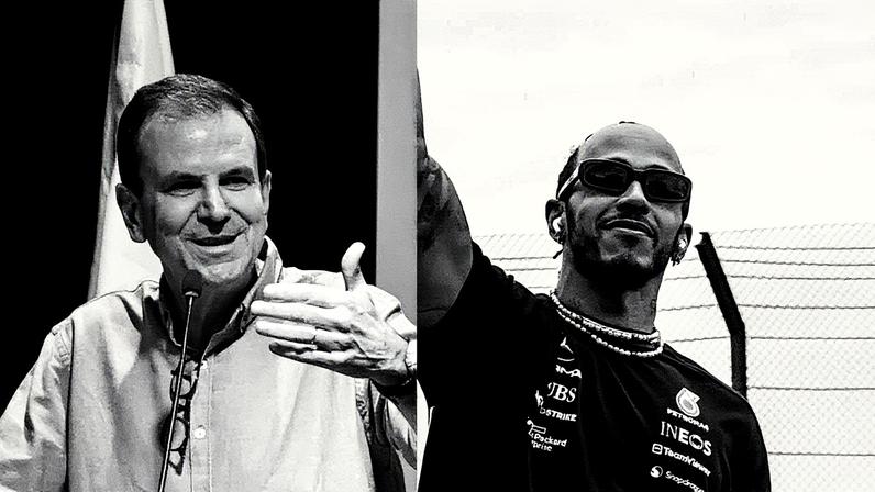 Eduardo Paes e Lewis Hamilton (Fotos: Saulo Angelo/Thenews2/Gazeta Press e Vinicius Nunes/Agencia F8/Gazeta Press)