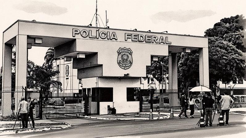 A Superintendência da Polícia Federal em Brasília em 22 de novembro de 2025, dia da prisão preventiva de Jair Bolsonaro. Foto: Evaristo Sá/AFP