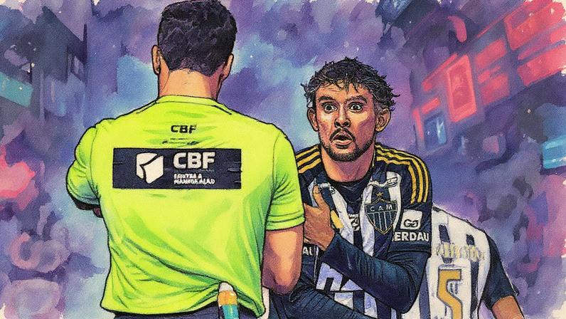 Gustavo Scarpa reclama com o árbitro (Foto Gilson Lobo / GazetaPress)