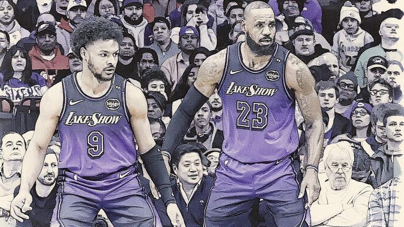 LeBron James - Bronny James - Los Angeles Lakers - NBA (Foto: Emilee Chinn/AFP)