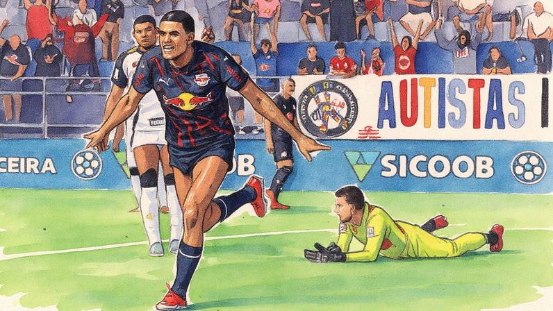 Lucas Barbosa marcou o primeiro gol para o Bragantino (Foto: Vitor Vidal / Gazeta Press)