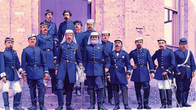 O movimento foi liderado pelo Marechal Deodoro da Fonseca (de barba branca, em pé ao centro), comandante militar respeitado e que se tornaria o primeiro presidente do país. Aqui na foto, durante exercícios Militares na Praia Vermelha, em 1885. Foto: Marc Ferrez/ Arquivo
