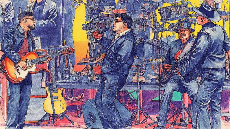 Adelaido "Payo" Solis and Carlos Santana perform onstage at Latin Grammys.