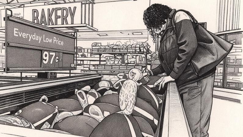 Un cliente compra plátanos en el supermercado Price Choice, que participa en el Programa de Asistencia Nutricional Suplementaria del Departamento de Agricultura de los Estados Unidos, el 14 de noviembre.