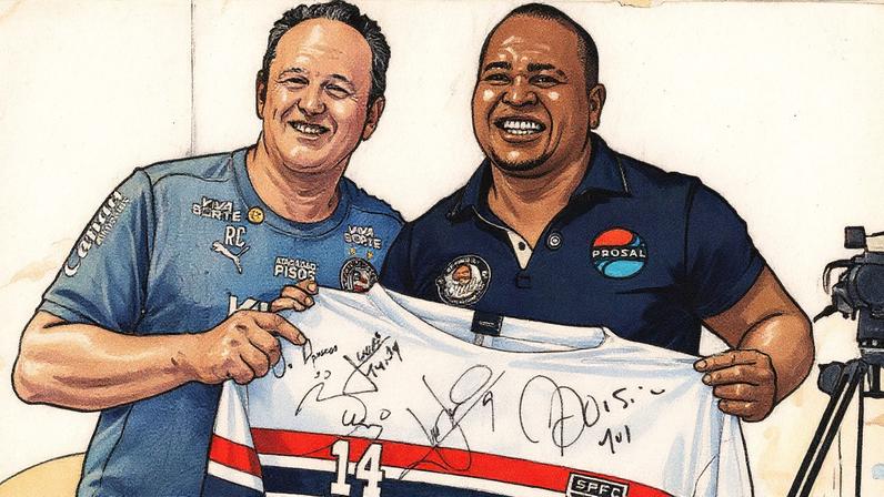 Aloísio Chulapa visita Rogério Ceni no CT do Bahia (Foto: divulgação / EC Bahia)