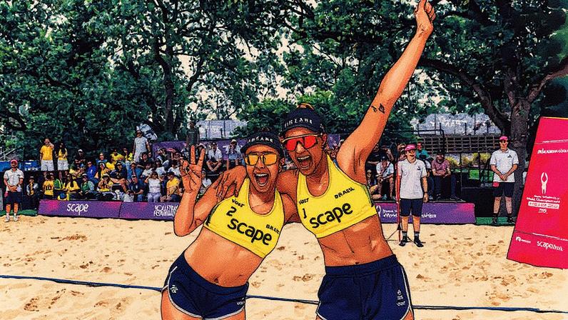 Thamela e Victoria no Mundial de Vôlei de Praia (Foto: Volleyball World)