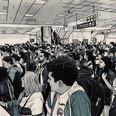 Torcida do Coritiba celebra recepção do elenco campeão da Série B no aeroporto