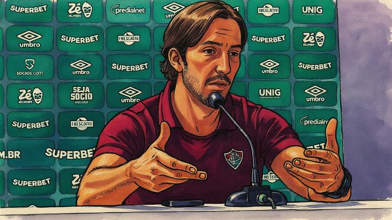 Zubeldia em entrevista coletiva após Fluminense x Palmeiras (Foto: Marcelo Gonçalves/FFC)