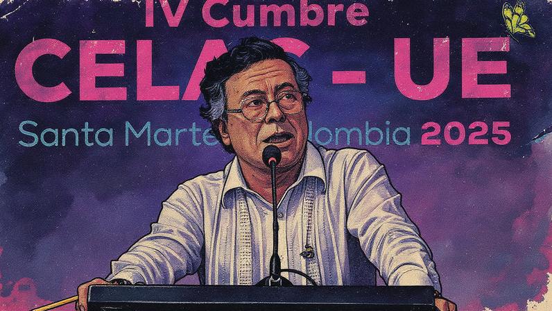 O presidente da Colômbia, Gustavo Petro, durante a cúpula Celac-União Europeia em Santa Marta, no domingo passado (9) (Foto: Carlos Ortega/EFE)