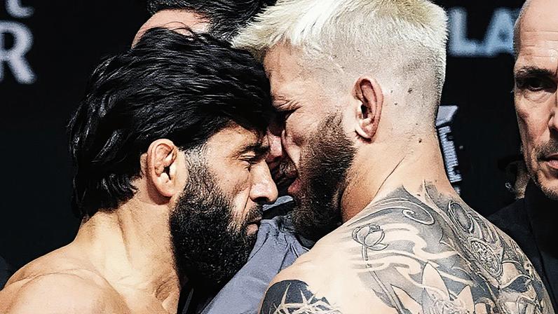 Arman Tsarukyan dá cabeçada em Dan Hooker no UFC Qatar (Foto: Reprodução/Instagram: @danhangman)