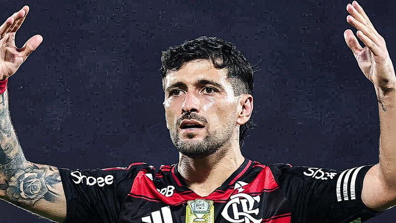 Arrascaeta comemora gol do Flamengo diante do Bragantino (Foto: Gilvan de Souza / Flamengo)