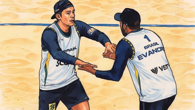 Evandro e Arthur Lanci vencem alemães no Mundial de Vôlei de Praia (Foto: Volleyball World)